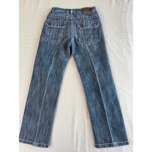 Vtg Koman Mens Jeans 29x29 Purple Bold Stitch‎ Straight Y2K Retro Streetwear